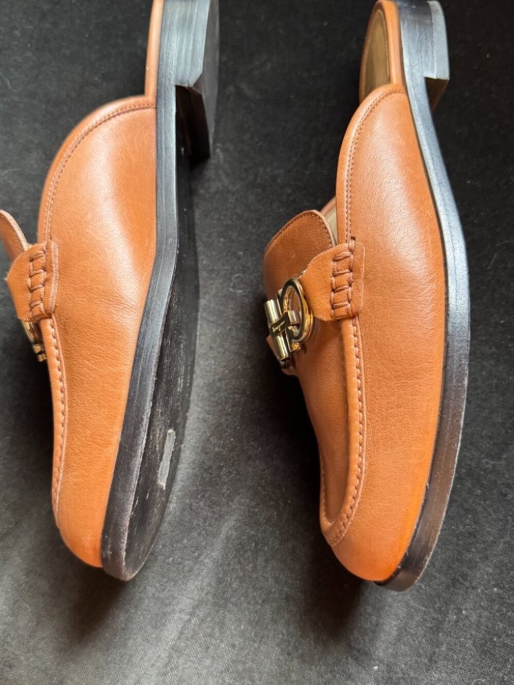 Salvatore Ferragamo Leather Tan Viggio Mules/Slides/Loafers Size 7.5C - Picture 5 of 6